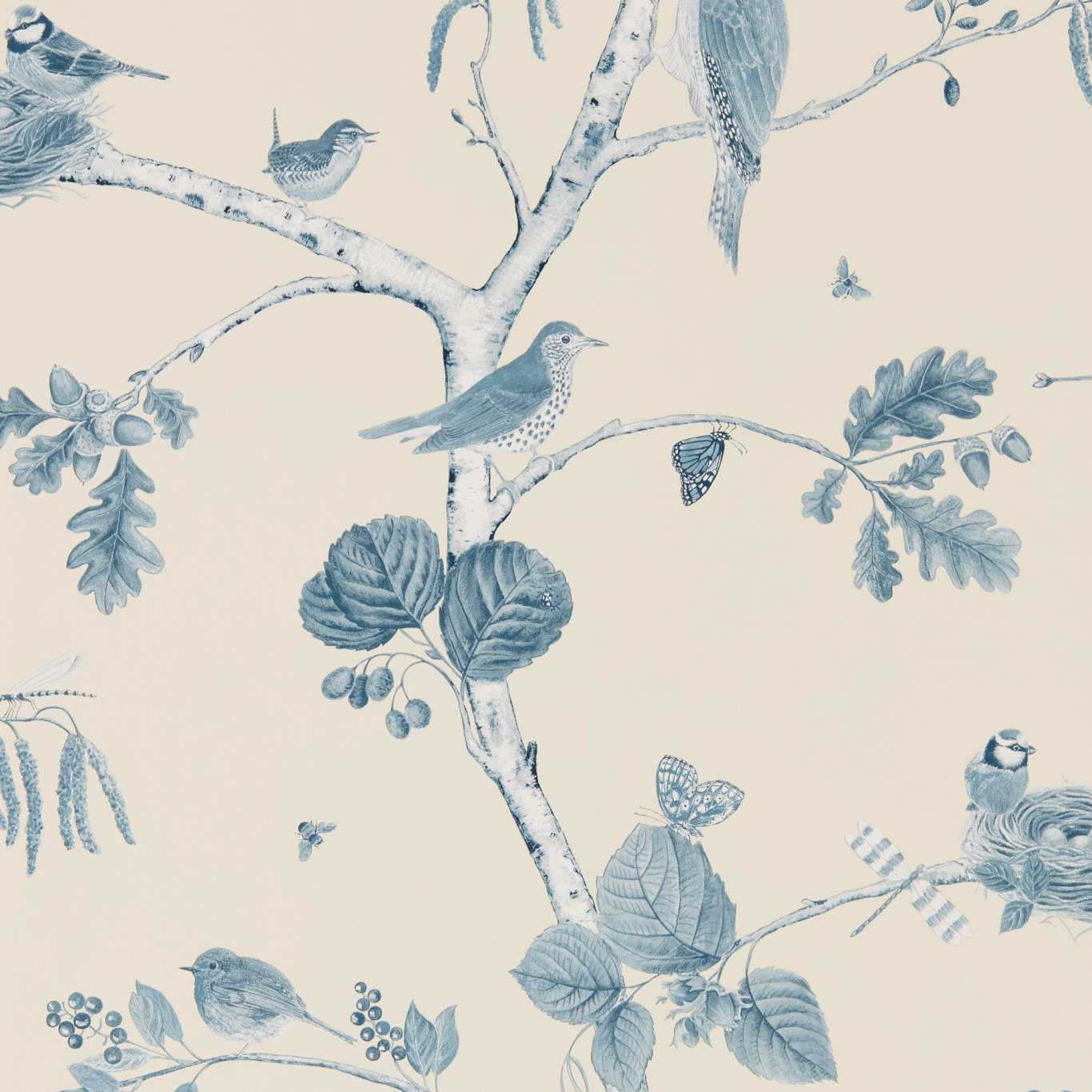 Woodland Chorus Indigo/Ecru
